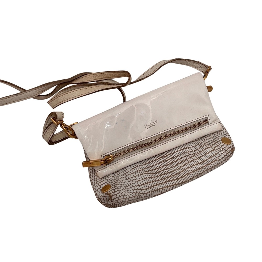 Hammitt VIP  small Clutch Bag in White Leather Snakeskin Pattern like new